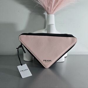 Prada Beauty Triangle Pink & Black Pouch - NWT